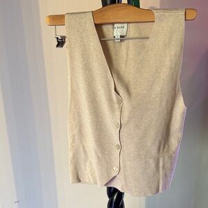 Pink Rose Beige Button-Up Vest